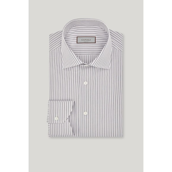 Canali Other - Canali Mens Dress Shirt Striped Long Sleeve Button Down 43/17 Made‎ in Italy